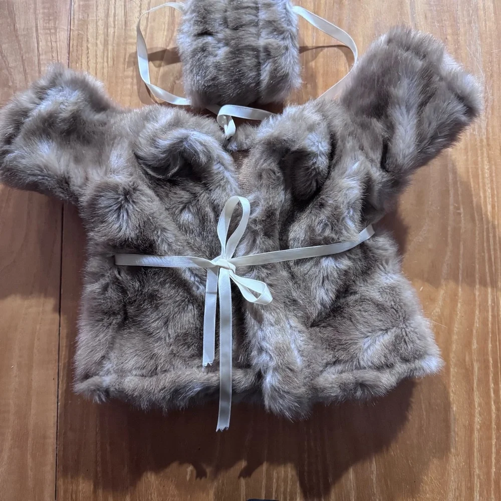 Vintage‎ Faux Fur dolls coat and hand warmer